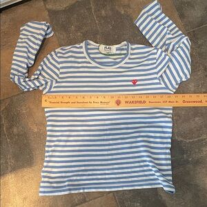 Play come des garçons Kids Blue and White Striped Long Sleeve Shirt